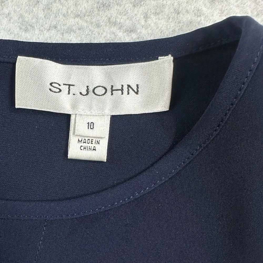 St. John Zipped Pockets Shift Dress in Navy Size 10